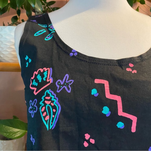 Vintage Black Tank Top with Colorful Patterns - Picture 5 of 12